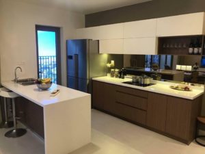 Khu bếp tại căn hộ mẫu Kosmo Tây Hồ