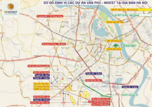 Sơ đồ các dự án của Văn Phú Invest trên địa bàn Hà Nội