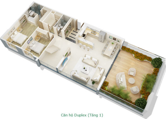 Thiết kế căn hộ Duplex tầng 1