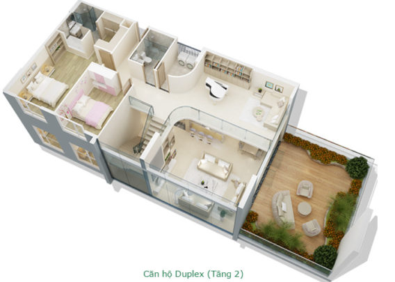 Thiết kế căn hộ Duplex tầng 2