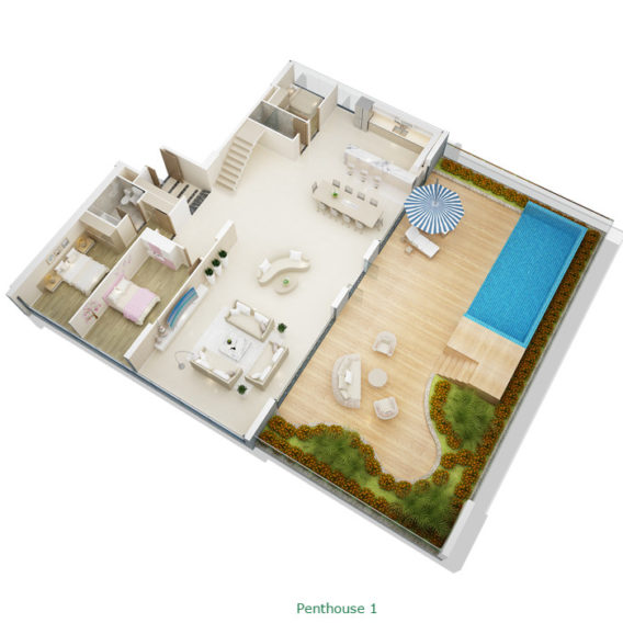 Thiết kế căn hộ Penhouse tầng 1